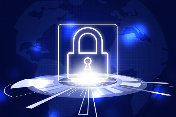 预防网络攻击。插图的锁和世界地球仪的背景图片下载