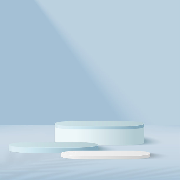 产品展示3d背景讲台场景与蓝色几何形状平台。矢量图图片下载