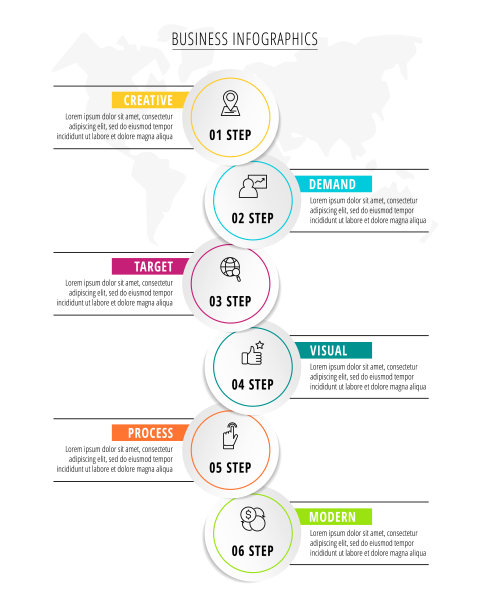 有六个圆圈的矢量信息图图片下载