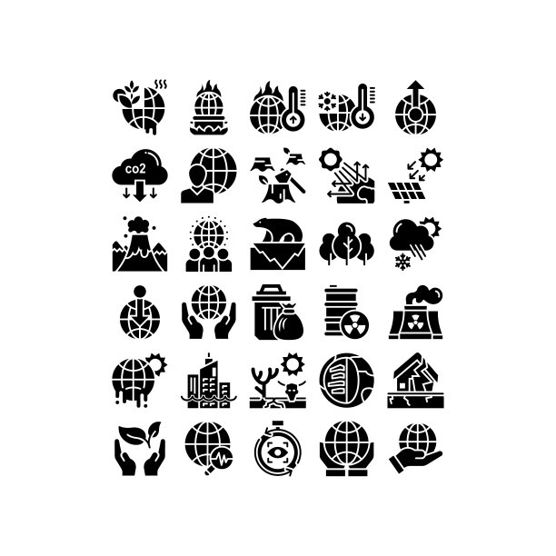 气候变化矢量实体图标样式插画合集，EPS 10文件图片下载