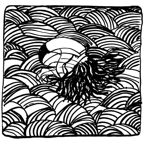 快乐的小女孩跳进水里，做了一个浮子，手绘，矢量图片下载