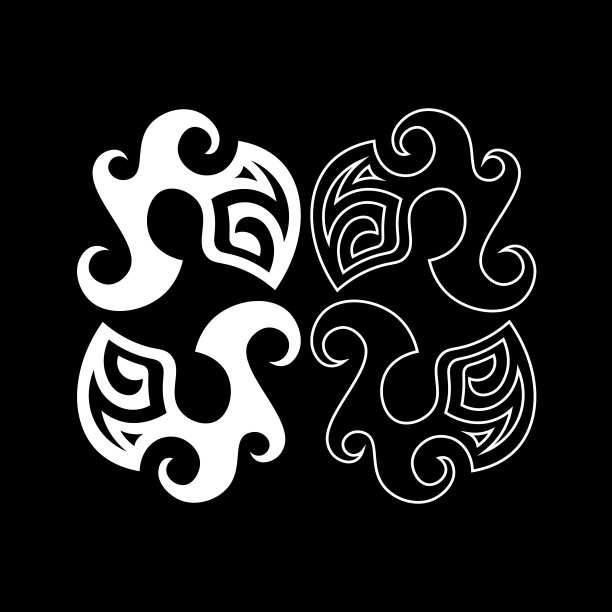 古代部落风格的黑色抽象幻想符号图片下载