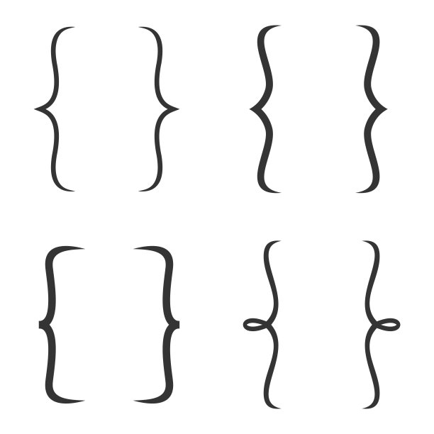 括号向量图标的集合。复古的括号，引号符号元素孤立的装饰在白色的背景上图片下载