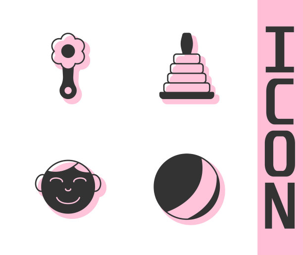 设置沙滩球拨浪鼓婴儿玩具小男孩的头图片下载