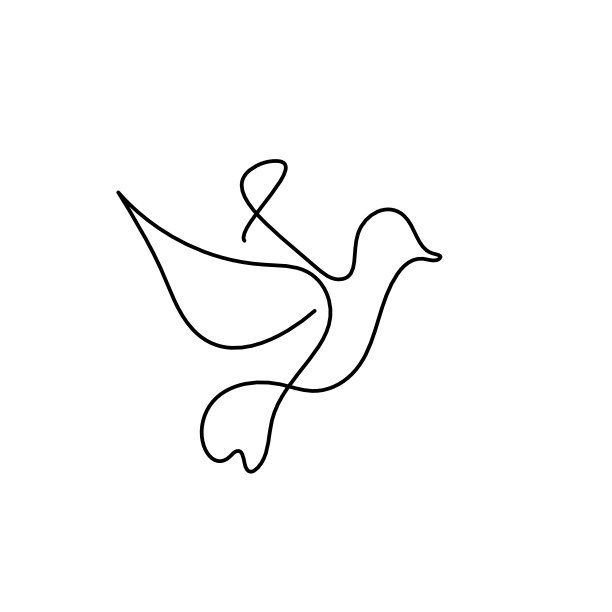 抽象的鸟在白色上排成一行的剪影图片下载