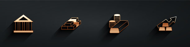 设置银行建筑堆放纸币现金黄金图片下载