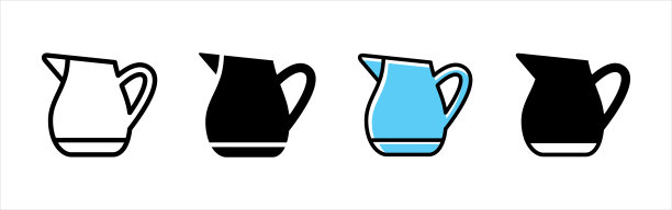 茶壶图标集。茶壶图标向量集。咖啡牛奶罐图标。图片下载