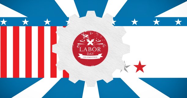快乐劳动节文本设置图标反对美国国旗设计在背景图片下载