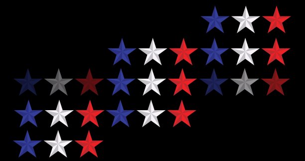 数字生成的图像多彩色的星星对黑色背景图片下载