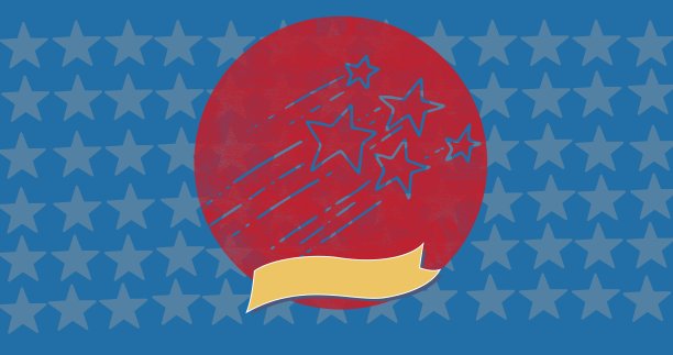 流星和黄色旗帜与复制空间对多个星星在蓝色背景图片下载