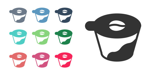 黑色倒在咖啡机图标孤立的白色背景。煮咖啡的替代方法。咖啡文化。设置图标丰富多彩。向量图片下载