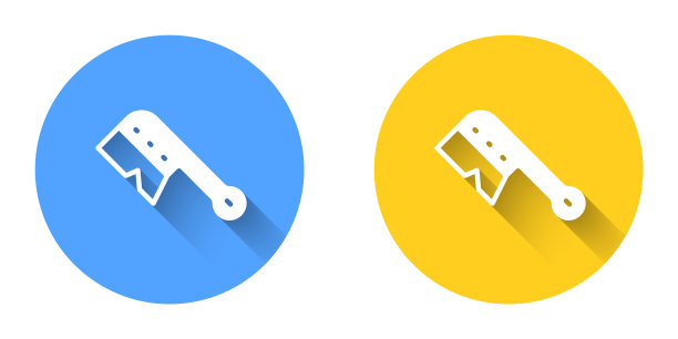 白色的养蜂刷图标与长阴影背景隔离。养蜂人的工具。圆按钮。向量图片下载