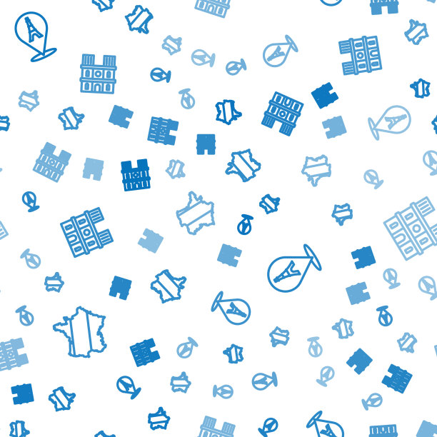 设置法国埃菲尔铁塔和巴黎圣母院线地图图片下载