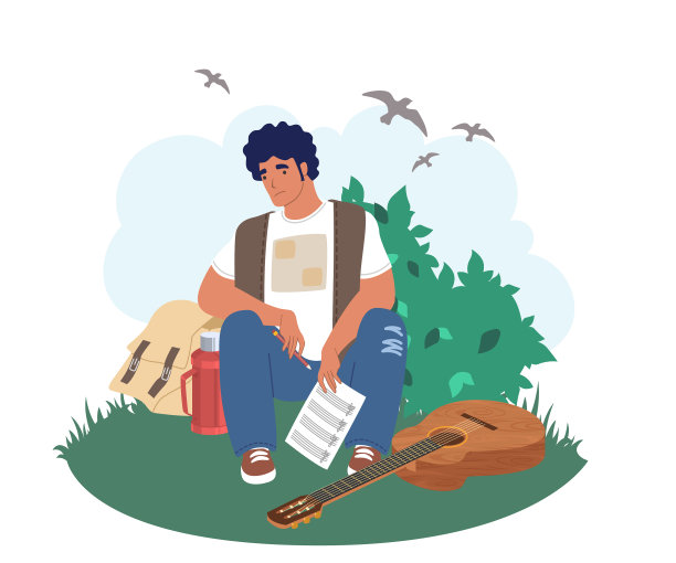 创造力危机倦怠悲伤音乐家吉他手图片下载