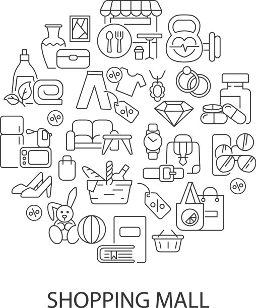 购物商品抽象线性概念布局图片下载