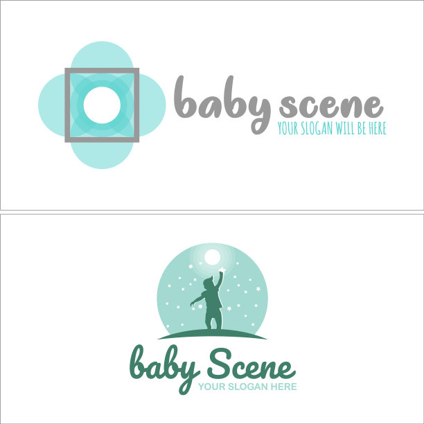 艺术与月亮的星星儿童男孩标志设计图片下载