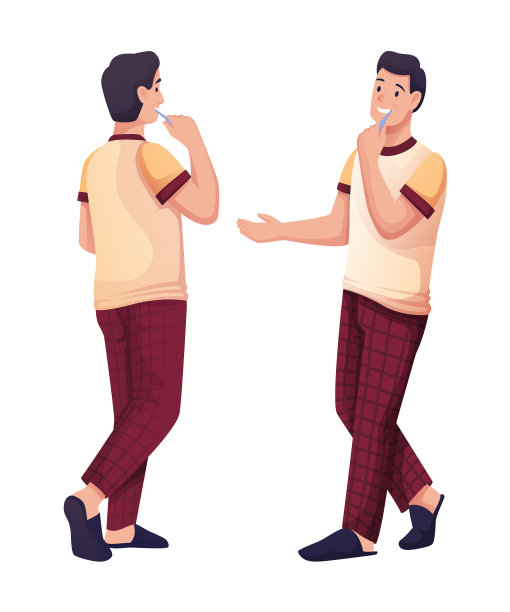 有人在洗手间刷牙，有人穿着睡衣图片下载