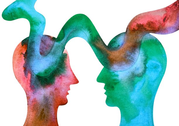 水彩画心灵感应，移情。图片下载