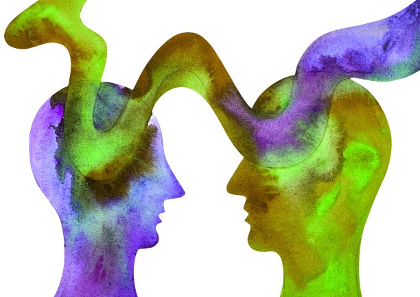 水彩画心灵感应，移情。图片下载