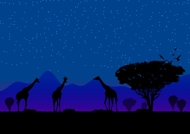 长颈鹿斯坦在月亮的森林草地上图片下载