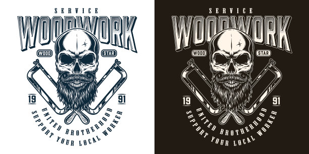 木工复古单色标签图片下载