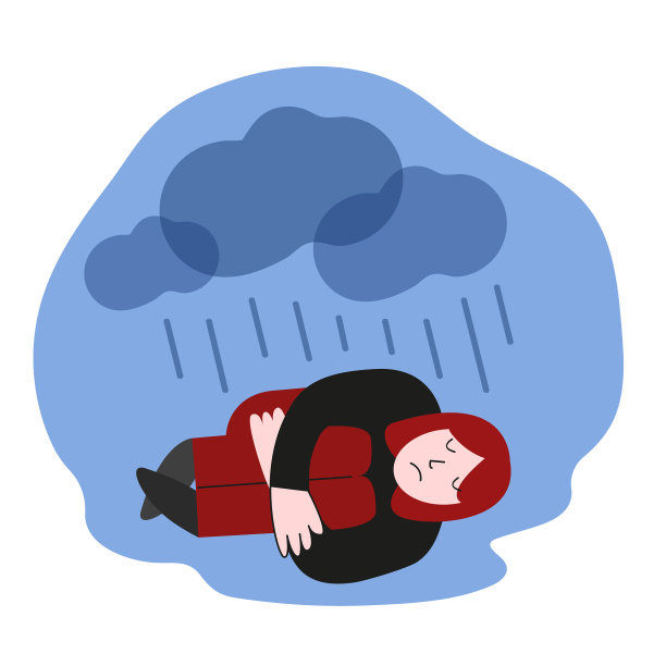 悲伤的女人躺在泪坑里，拥抱着图片下载