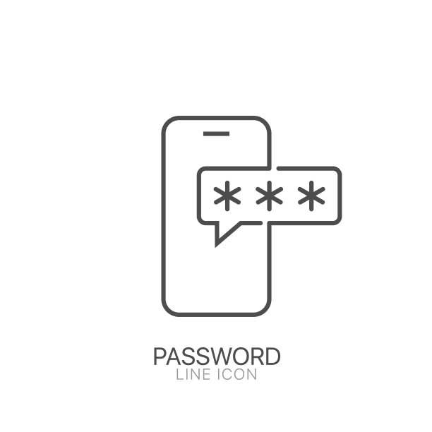 带有密码字段矢量线图标的智能手机图片下载