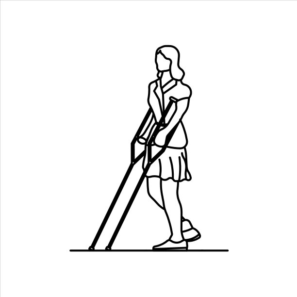 一个人用拐杖走路的照片图片下载