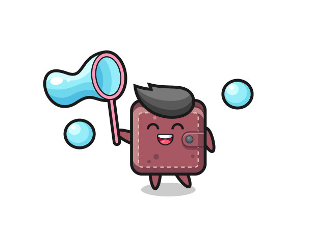 快乐的皮夹子卡通玩肥皂泡图片下载