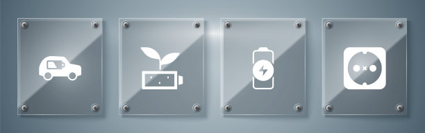 集电源插座、蓄电池充电、环保叶电池、汽车等功能于一体。方形玻璃面板。向量图片下载