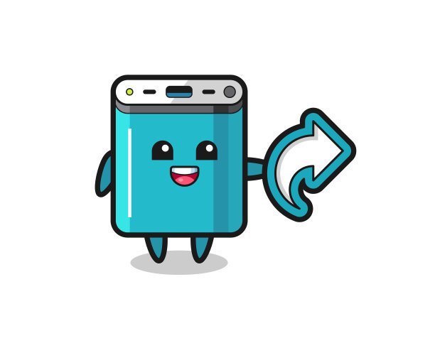 可爱的移动电源持有社交媒体分享符号图片下载