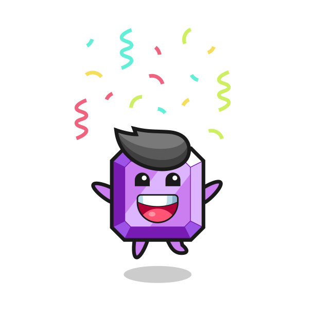 快乐紫宝石吉祥物跳跃图片下载