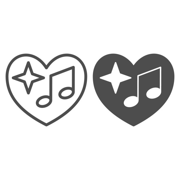 音符爱心与闪亮星星图片下载
