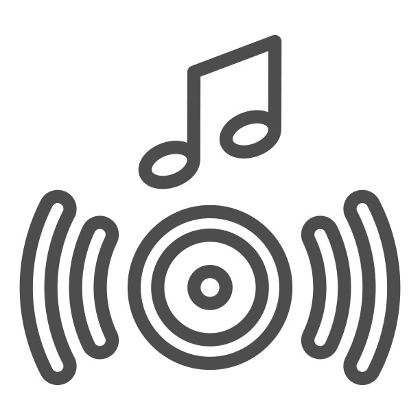 来自扬声器的音乐，声波和音符线图标，声音概念，白色背景上的扬声器矢量标志，轮廓风格图标的移动概念和网页设计。矢量图形。图片下载