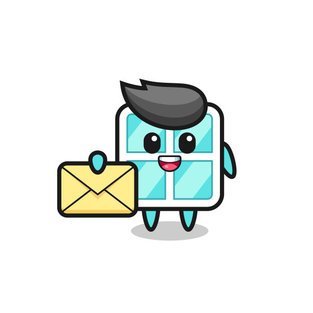 橱窗里拿着一封黄色的信图片下载