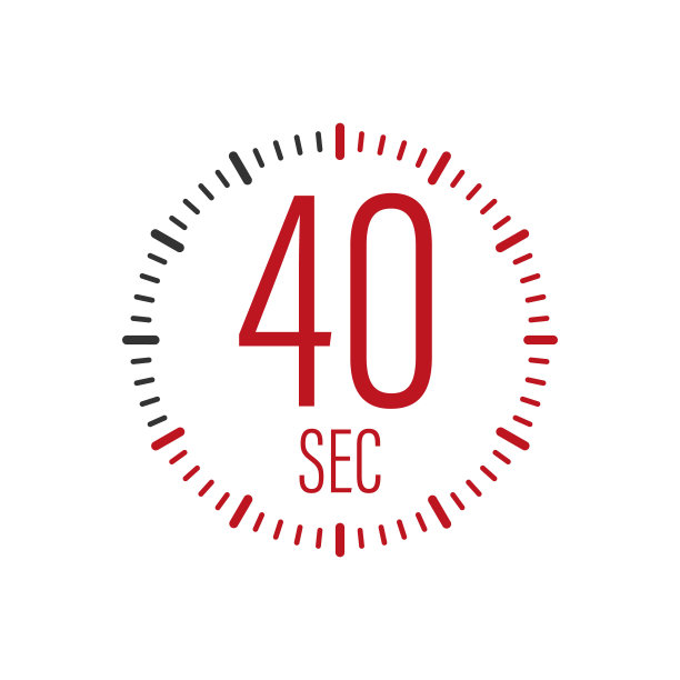 40秒，计时器，秒表矢量图标。40秒秒表图标在平面风格。向量股票插图图片下载
