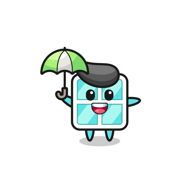 可爱的窗户撑着伞图片下载