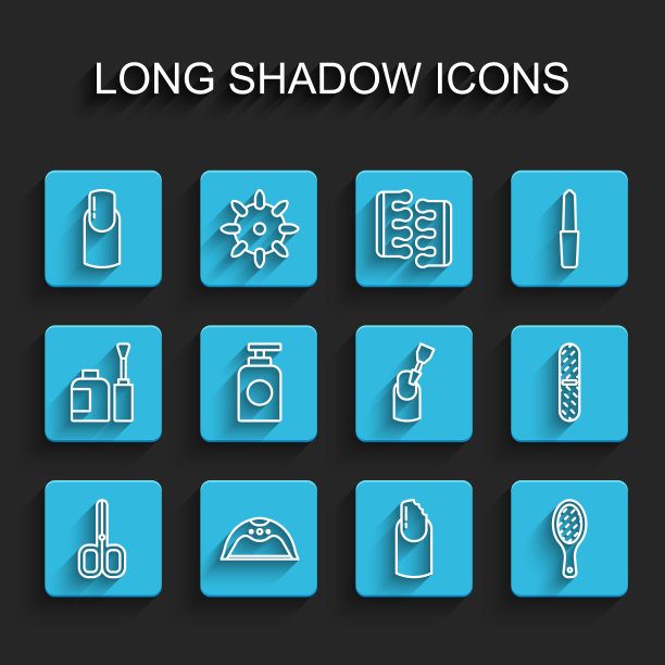 设置线指甲剪刀，修指甲灯，修指甲，断指甲，锉刀，手霜管，铣刀图标。向量图片下载