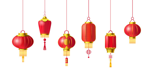 红色的中国灯笼。传统的亚洲新年红灯节装饰着日本的标志图片下载