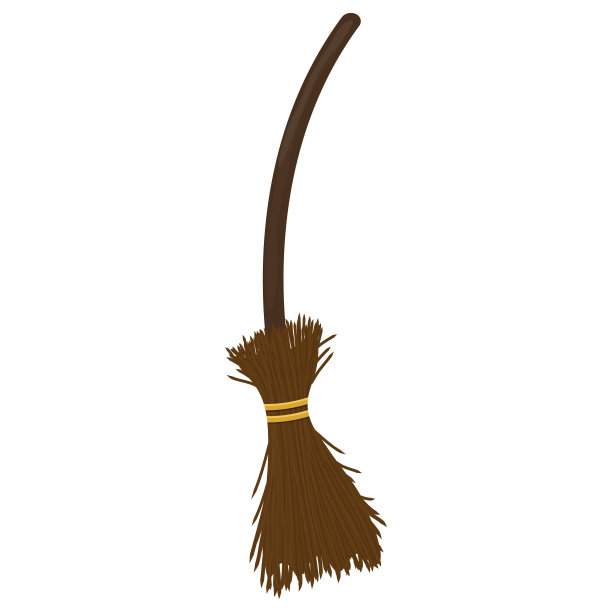 为万圣节而隔离的扁平风格的女巫扫帚图片下载