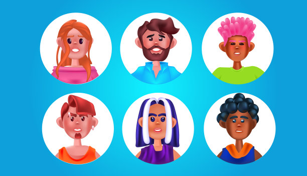 男女人头集在圆框可爱图片下载