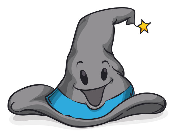 带绶带和星星的微笑魔法巫师帽图片下载