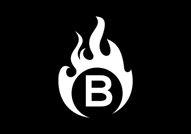 黑色首字母B字母组合与火焰标志图片下载