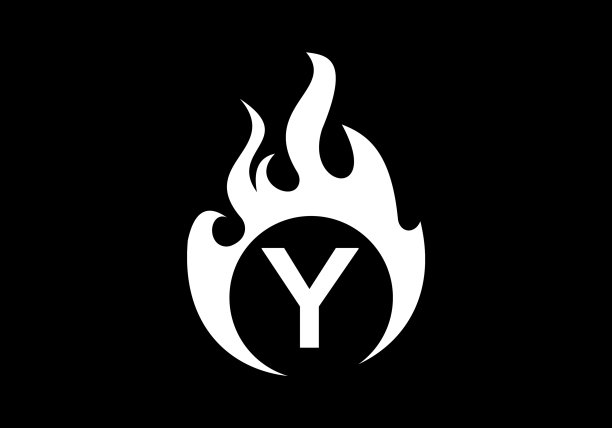 带有火焰标志的黑色首字母Y字母组合图片下载