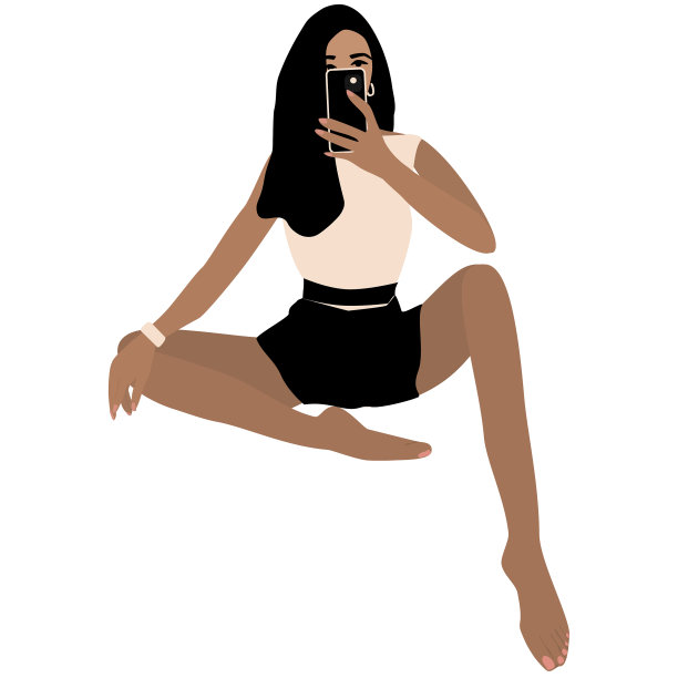 一个坐着的女孩拿着手机在拍照图片下载