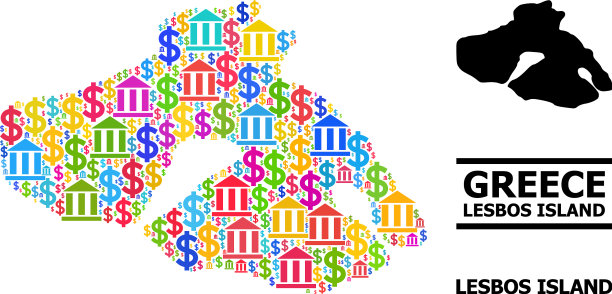 莱斯博斯岛的马赛克地图图片下载