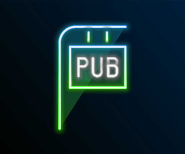 闪烁的霓虹灯排成街道招牌图片下载