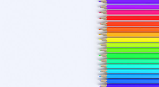 白色背景上的多色铅笔。三维渲染图片下载