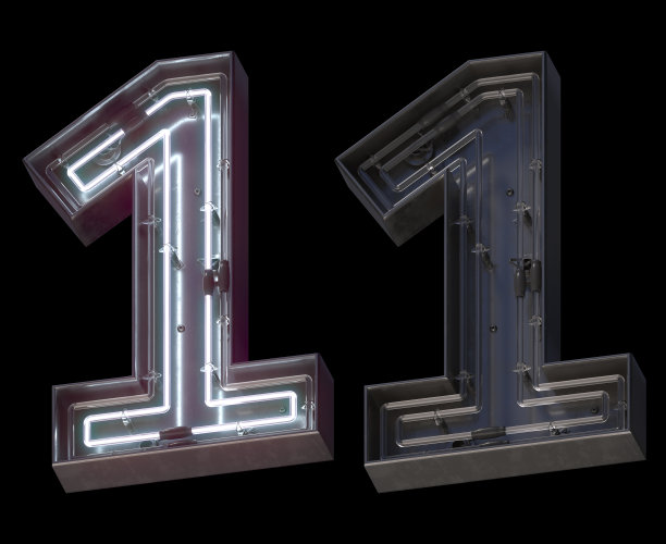 金属霓虹灯字体开和关。1号。图片下载