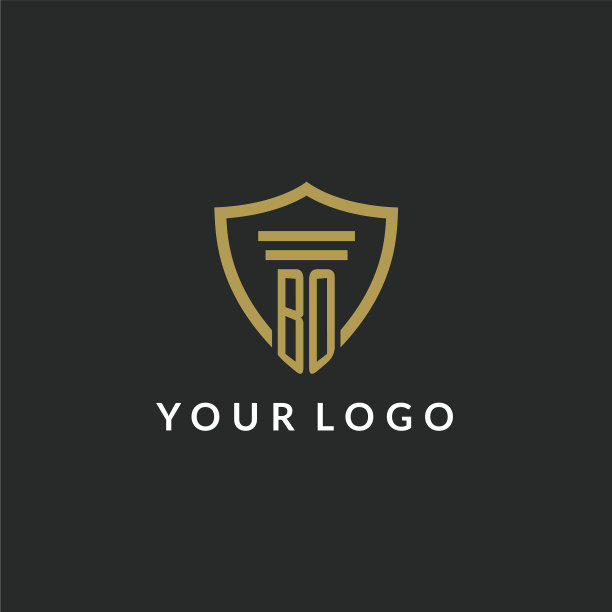 博首字母标志与支柱和盾牌图片下载